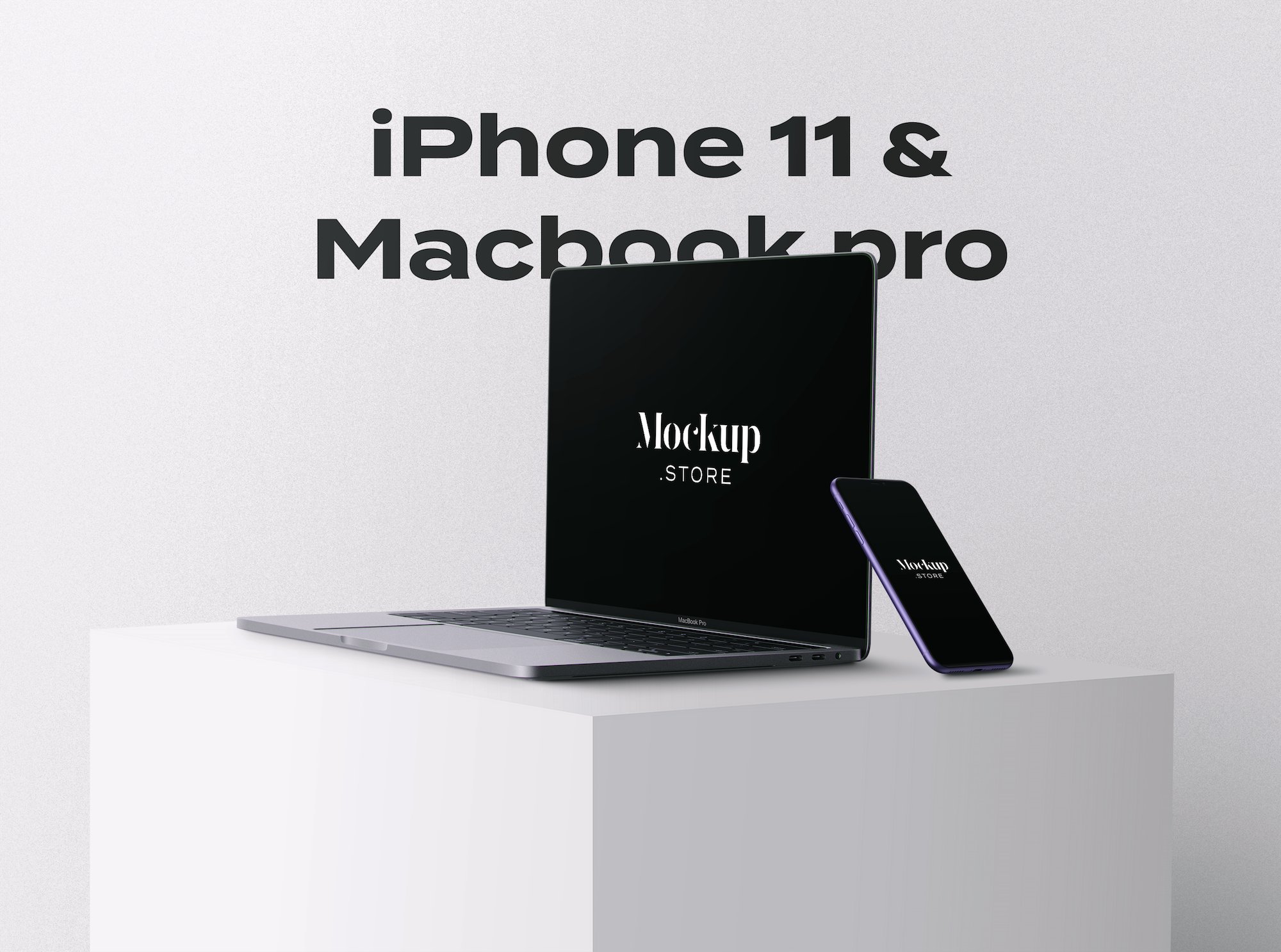 iPhone 11 and Macbook pro Mockups cover image.