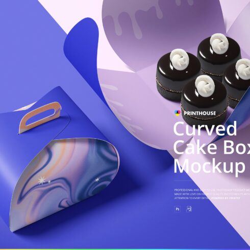 Curved Cake Box Mockup Set 2 cover image.