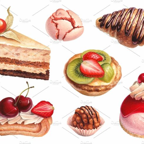 Dessert illustrations and patterns cover image.