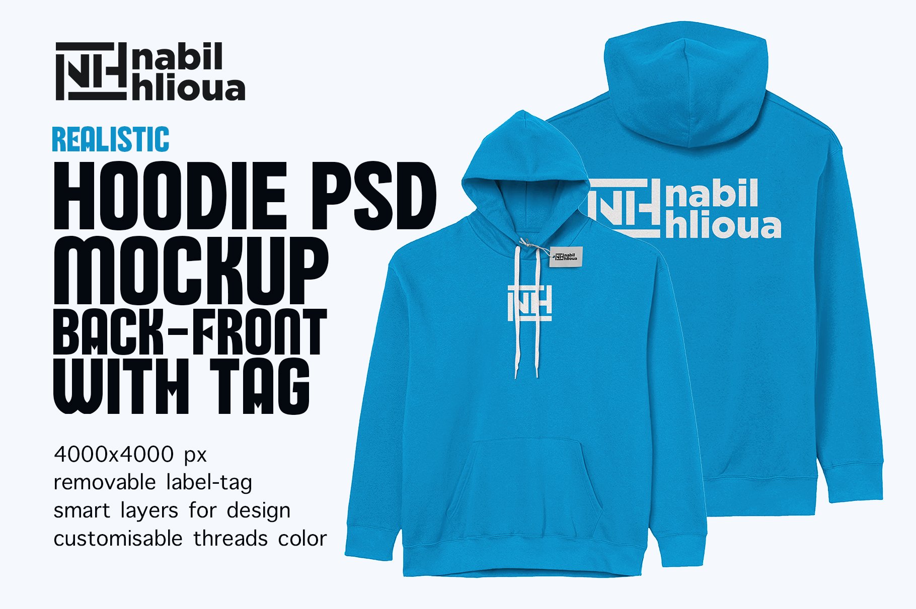 realistic Hoodie PSD Mockup Template cover image.