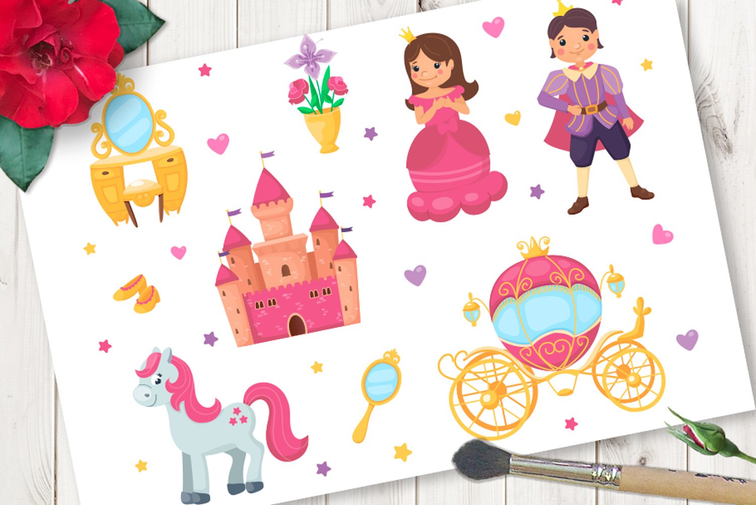 Princess cartoon vector set cover image.