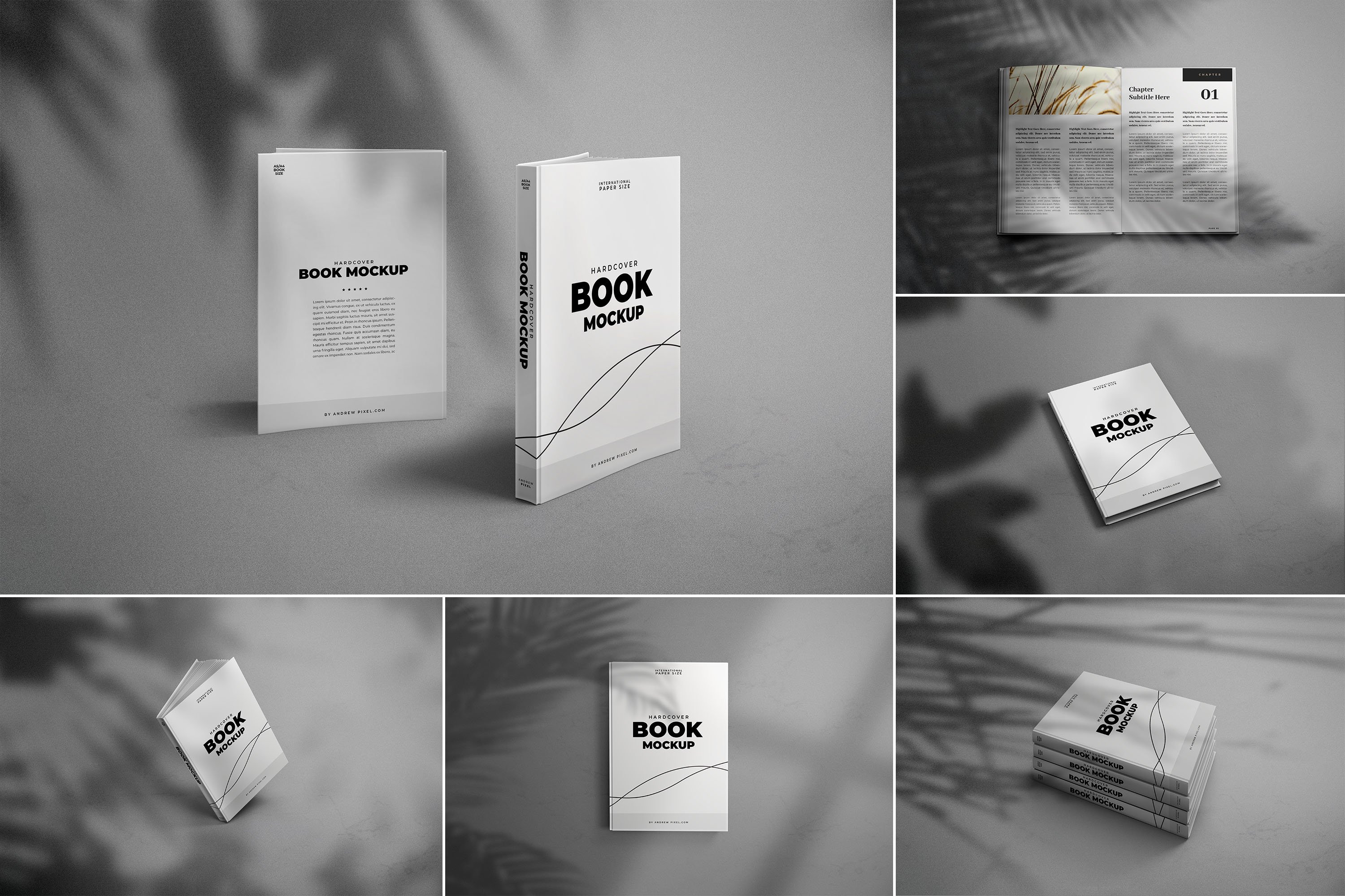 A5 Hardcover Book Mockups cover image.