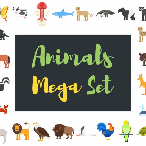 Mega set of flat animals cover image.