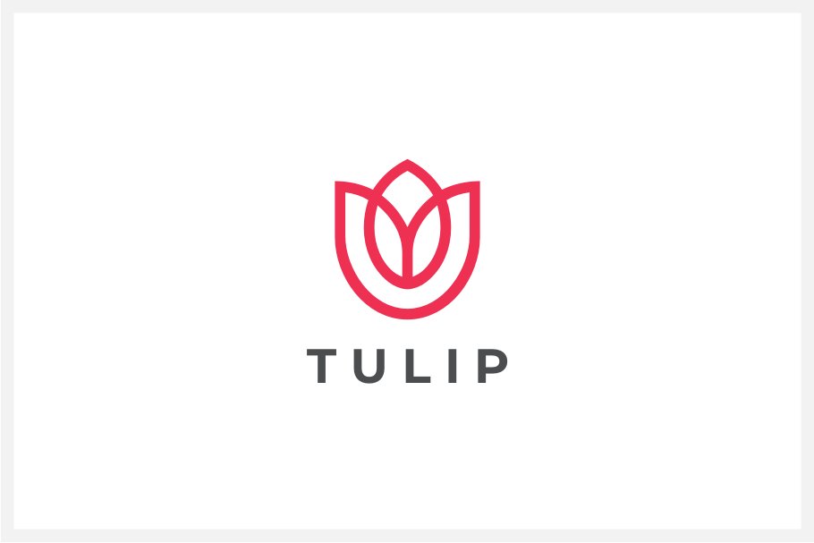 Tulip flower logo template preview image.