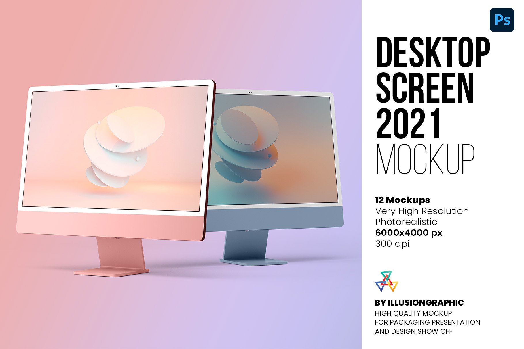 Desktop Screen Mockup 2021 12 views cover image.