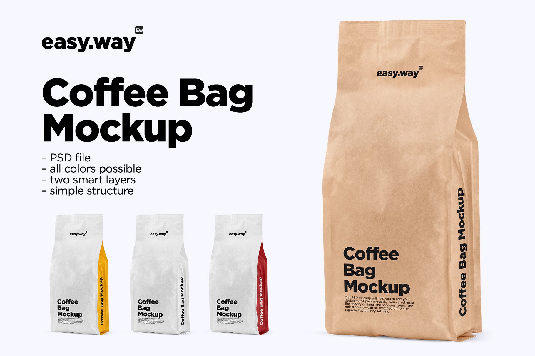 Paper Coffee Bag PSD Mockup cover image.
