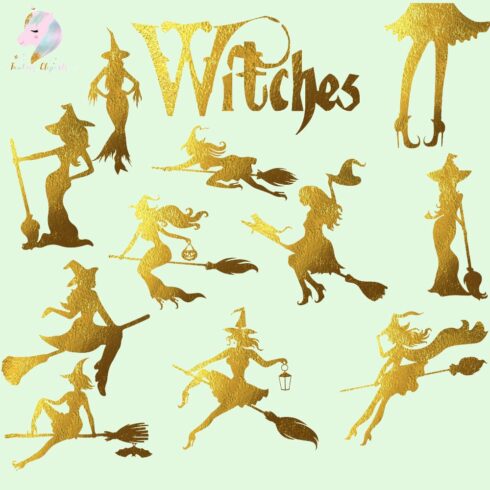 Gold Foil Hot Witches Clipart cover image.