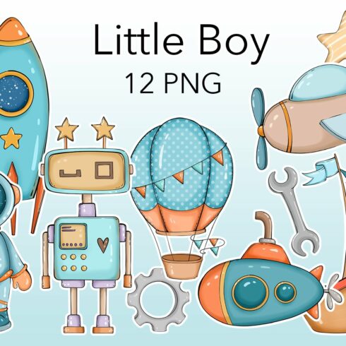 Illustrations set LITTLE BOY PNG cover image.