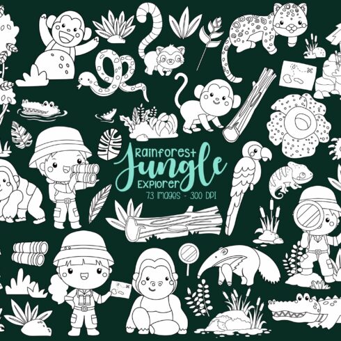Rainforest Jungle Explorer Coloring cover image.