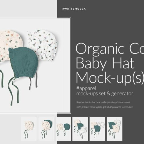 Organic Cotton Baby Hat Mock-ups Set cover image.