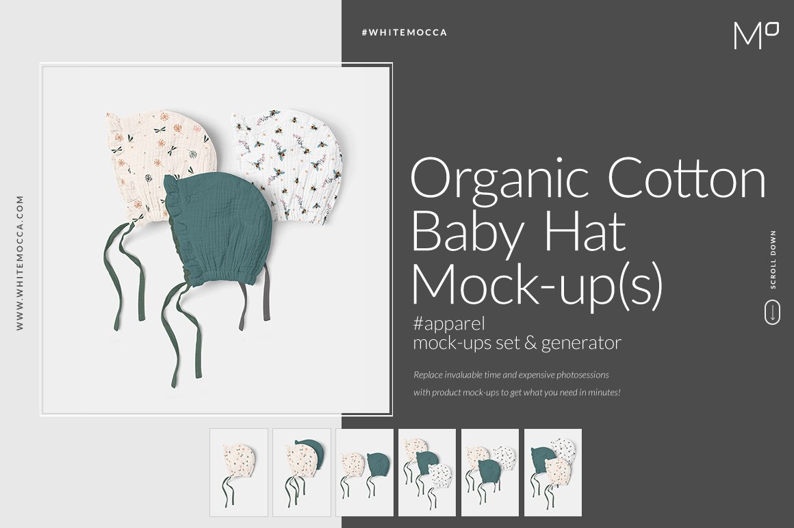 Organic Cotton Baby Hat Mock-ups Set cover image.