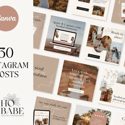 Instagram Post Template Boho Canva cover image.