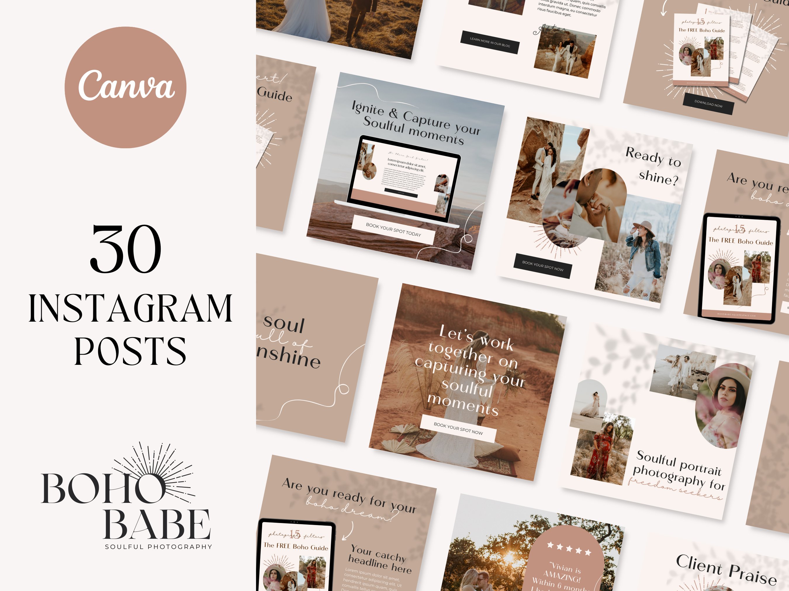 Instagram Post Template Boho Canva cover image.