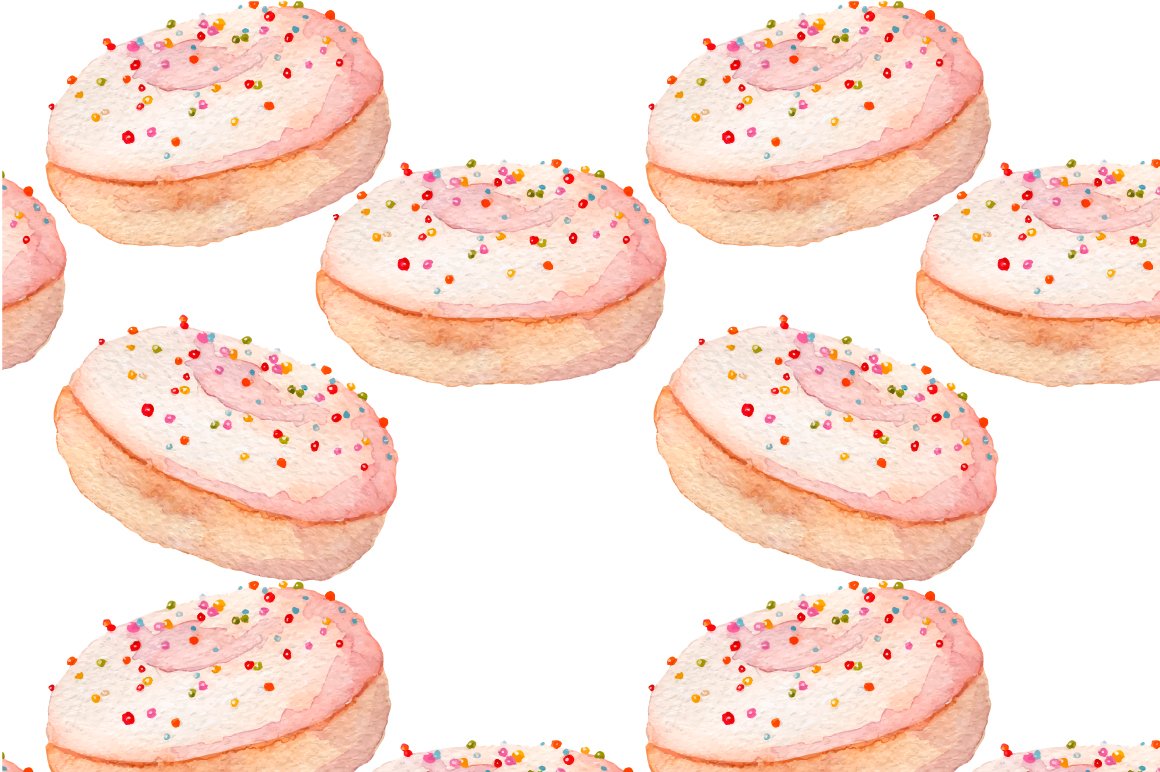 4 Watercolor bakery patterns preview image.