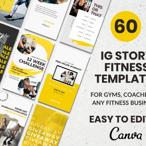 Fitness Instagram Canva Template cover image.