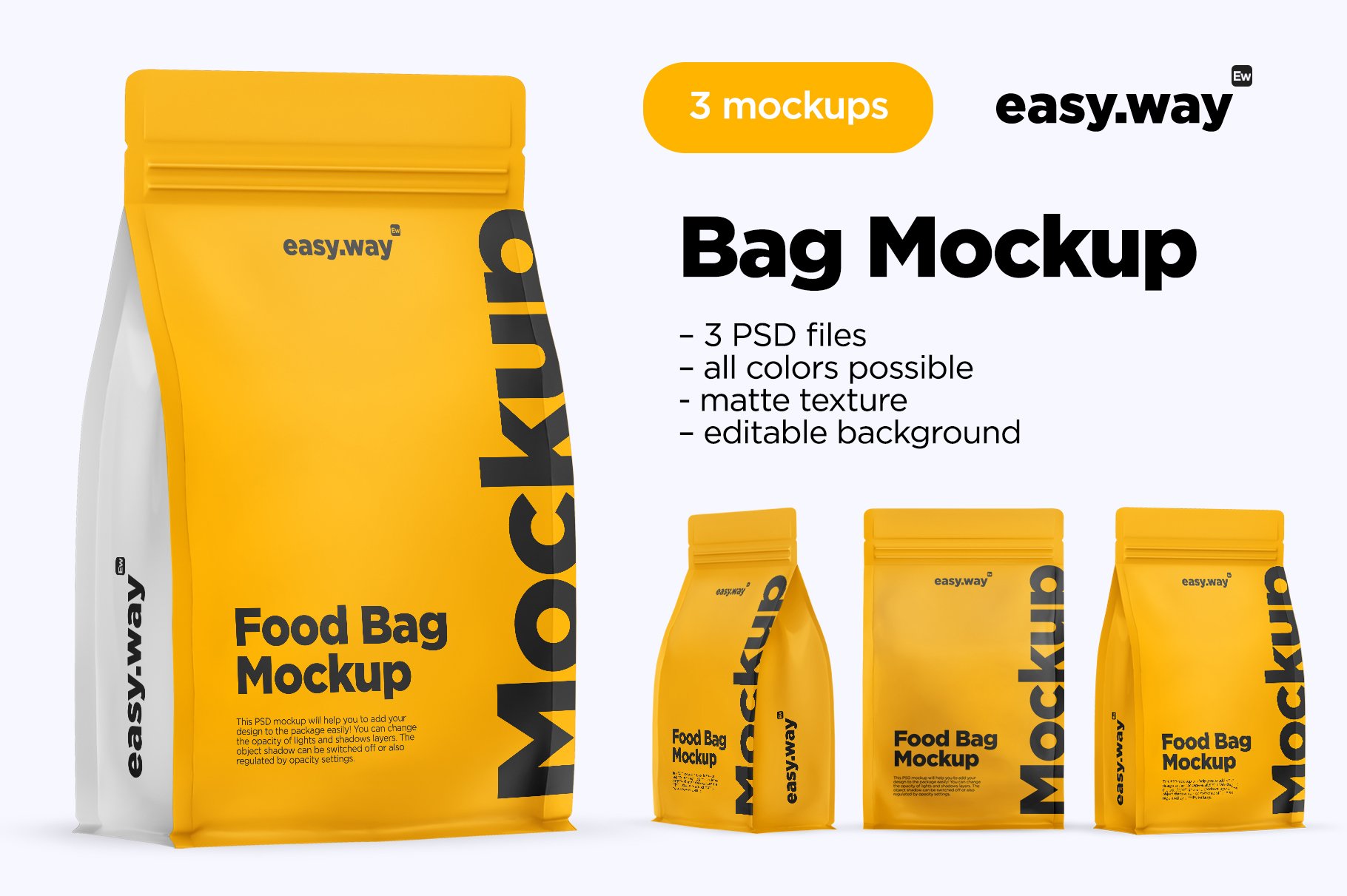 Matte Coffee Bag PSD Mockups Set cover image.