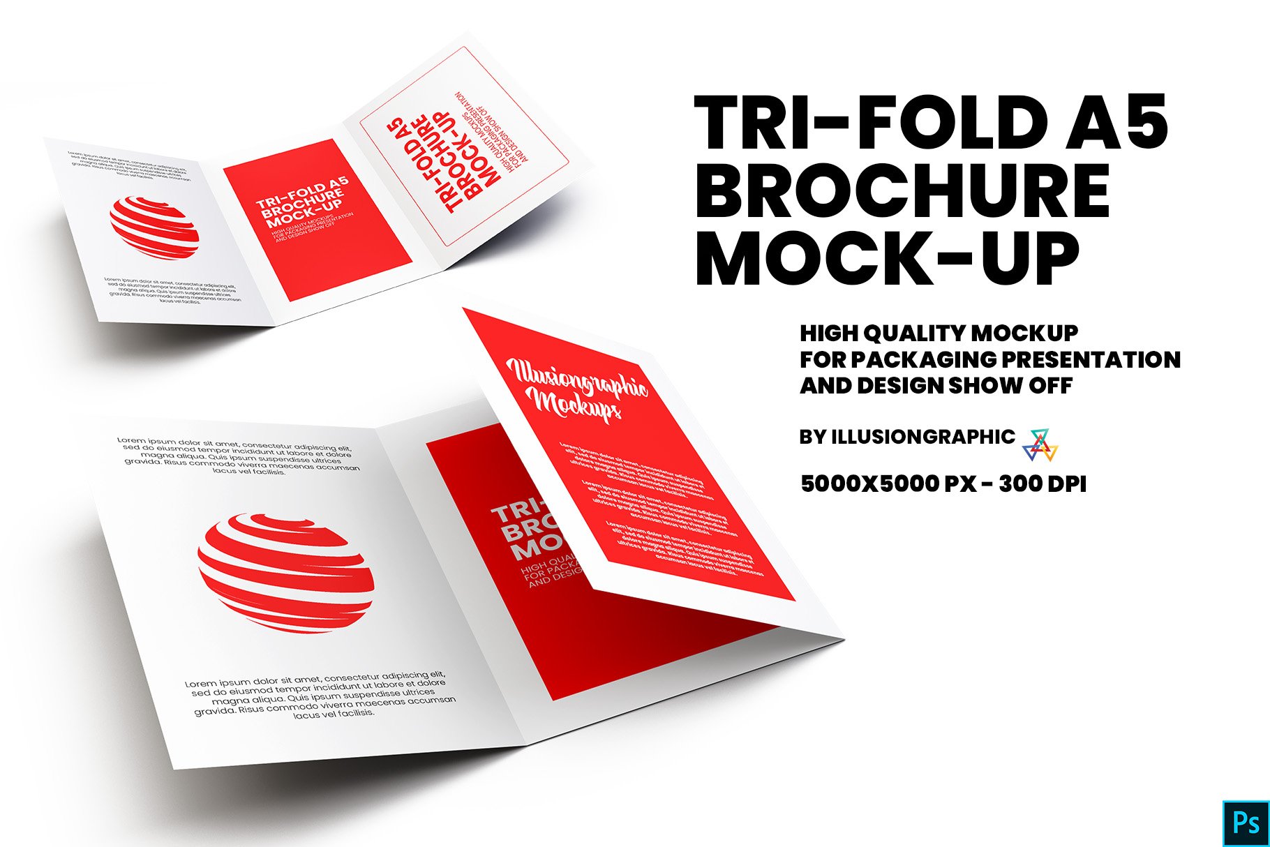Tri-Fold A5 Brochure Mock-up cover image.