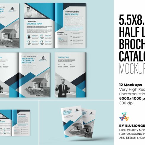 5.5x8.5 Brochure / Catalogue Mockup cover image.