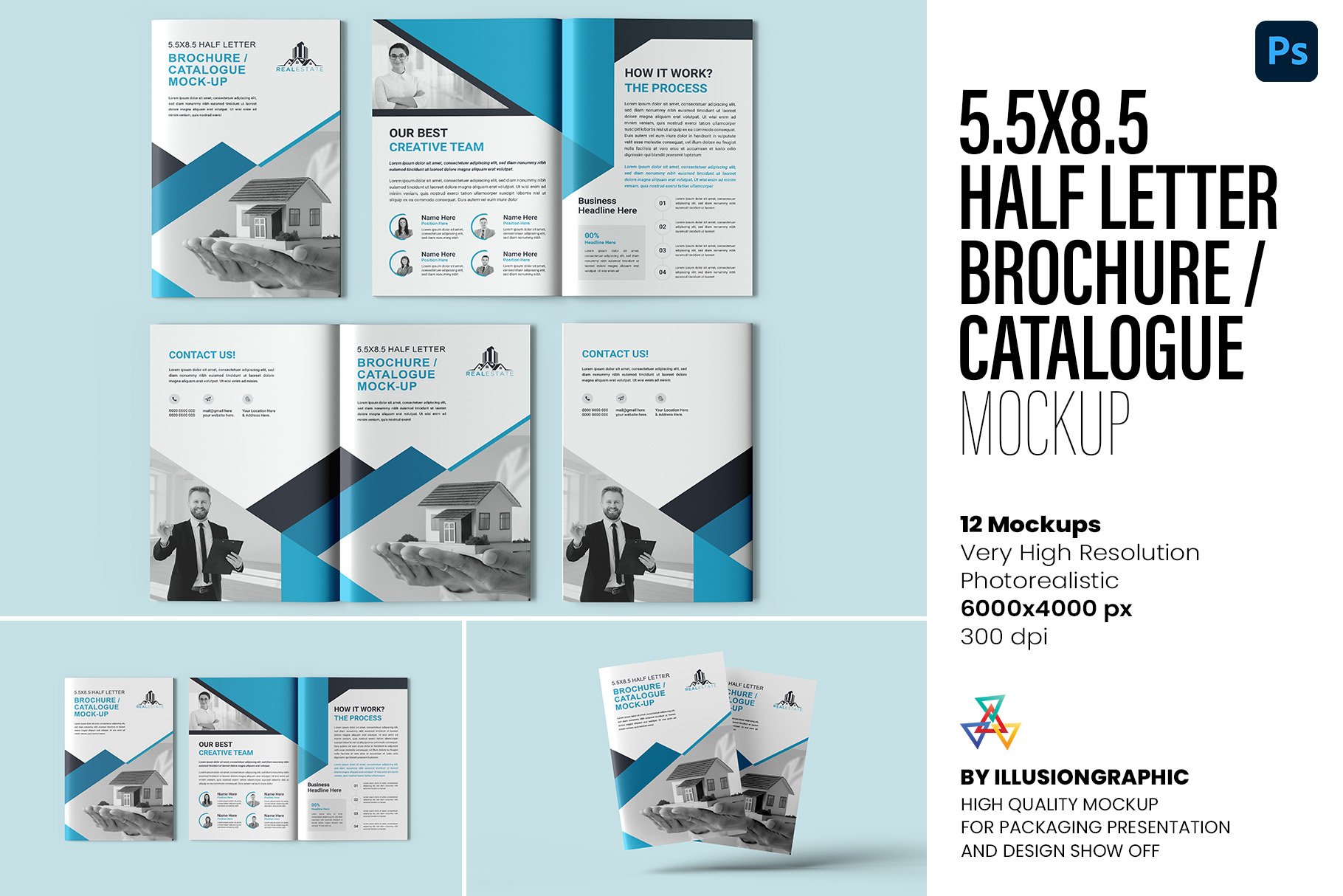 5.5x8.5 Brochure / Catalogue Mockup cover image.