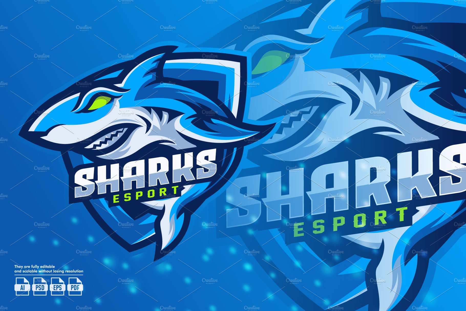 Shark Mascot Esport Logo cover image.