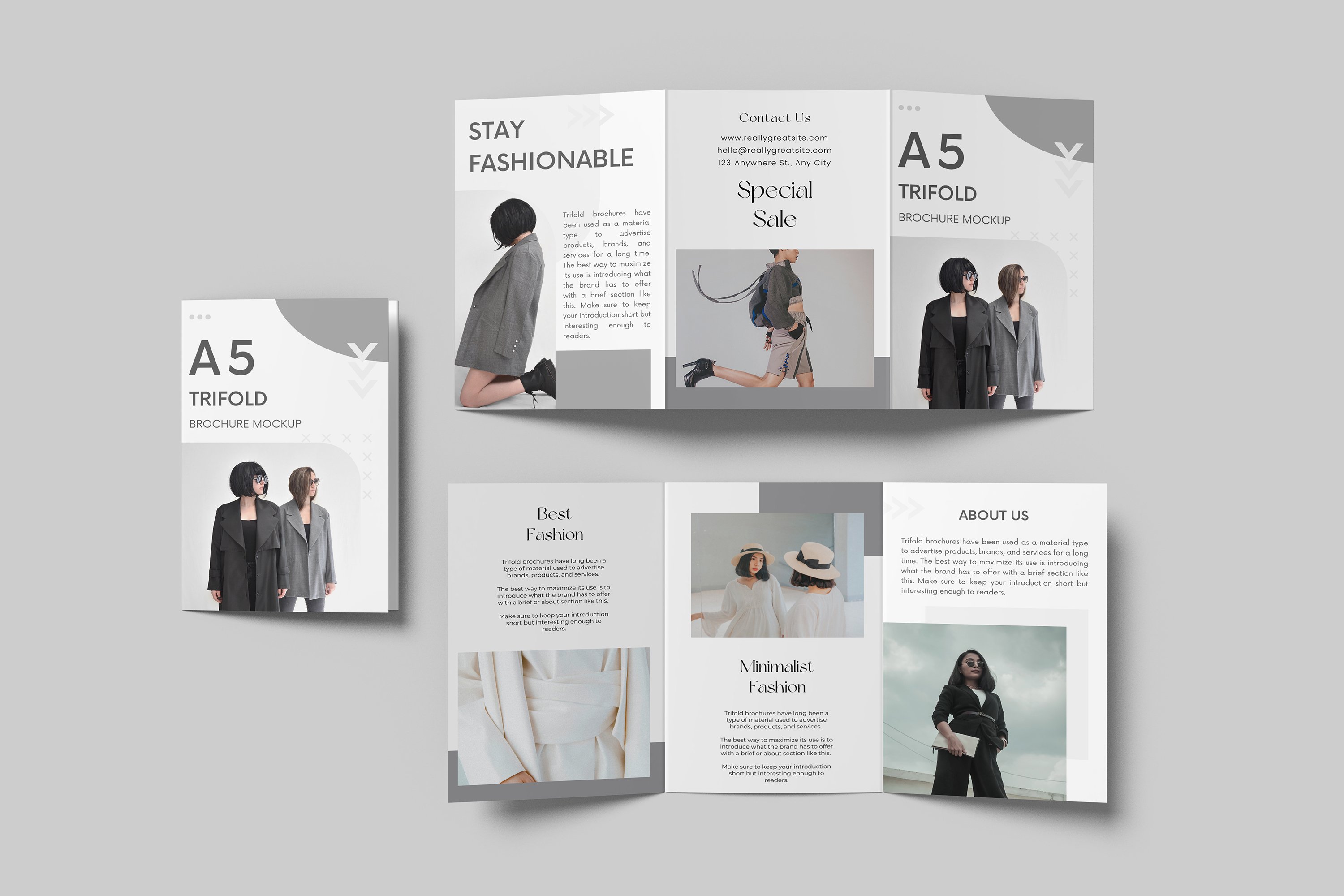A5 Trifold Brochure Mockup preview image.