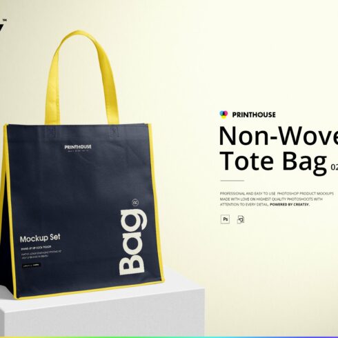 Non-Woven Tote Bag 2 Mockup Set cover image.