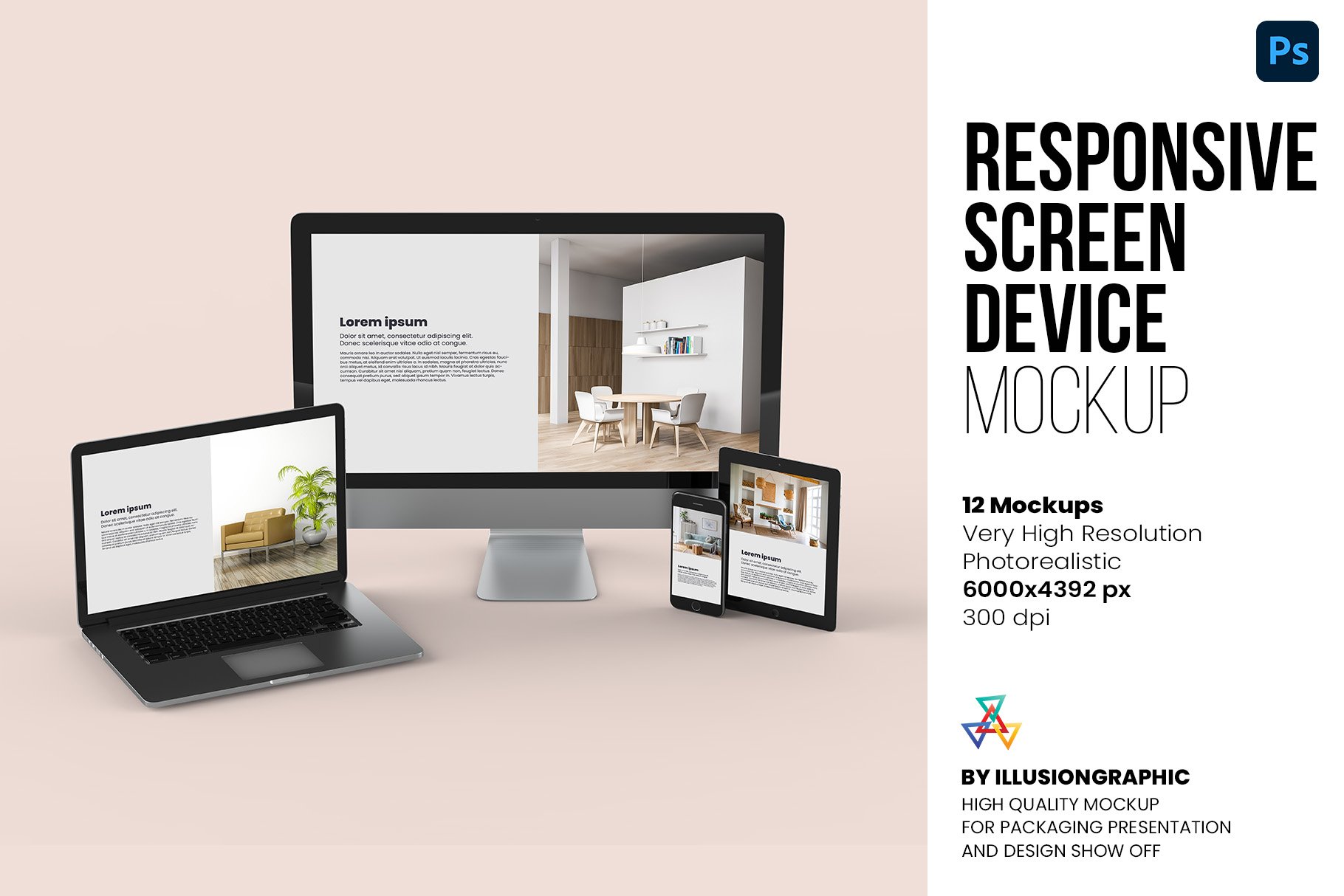Responsive Screen Device Mockups cover image.