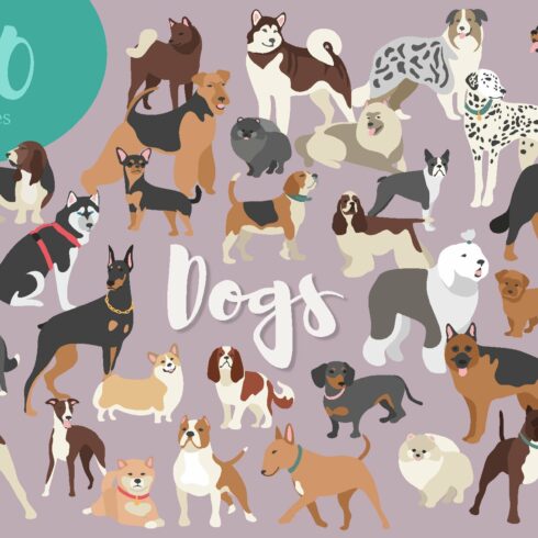 Big collection of 180dog silhouettes cover image.