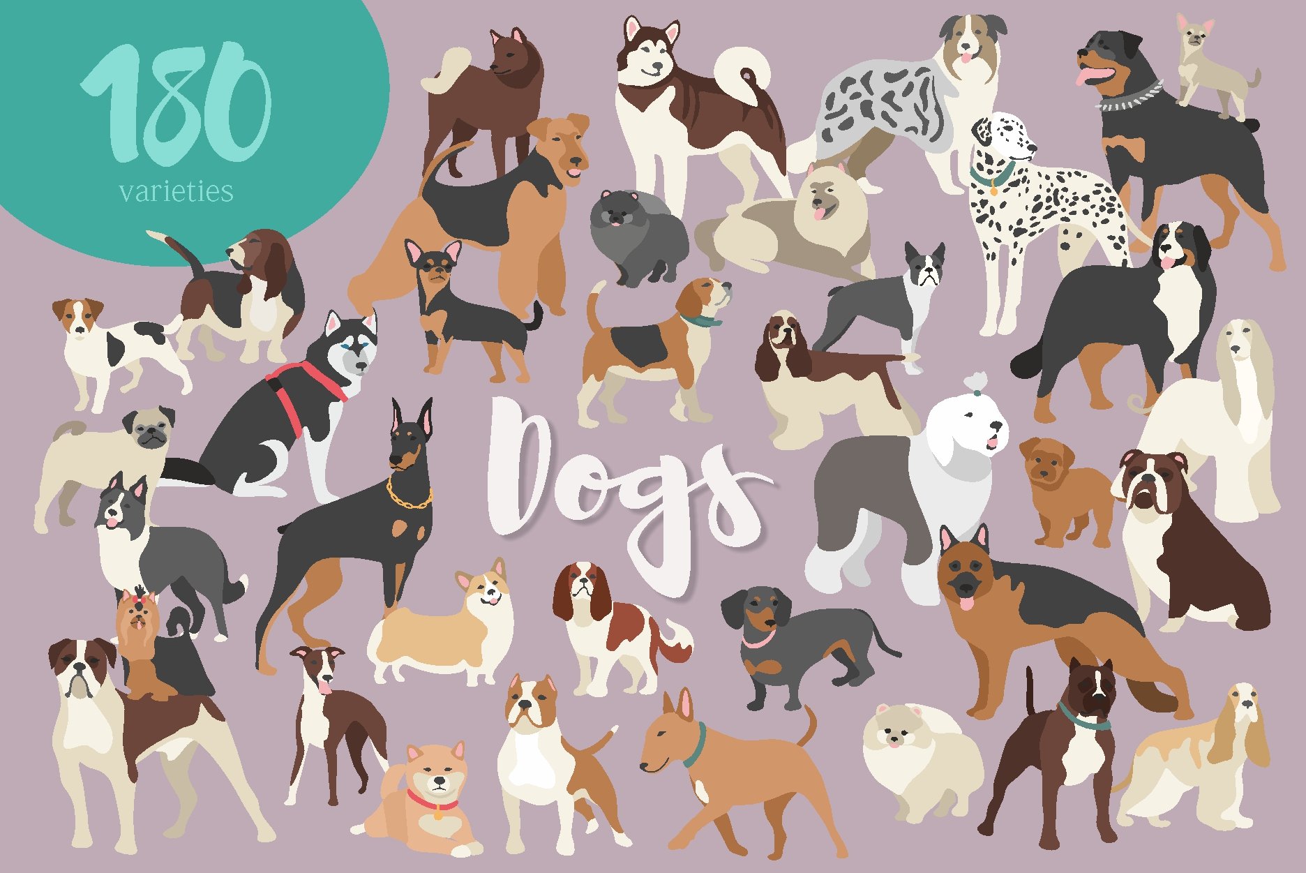 Big collection of 180dog silhouettes cover image.
