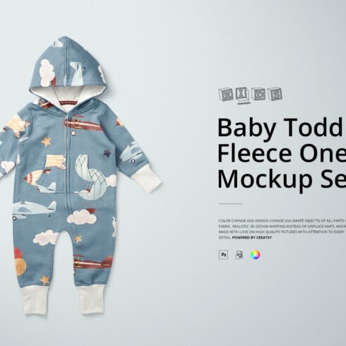 Baby Toddler Fleece Onesie Mockups cover image.