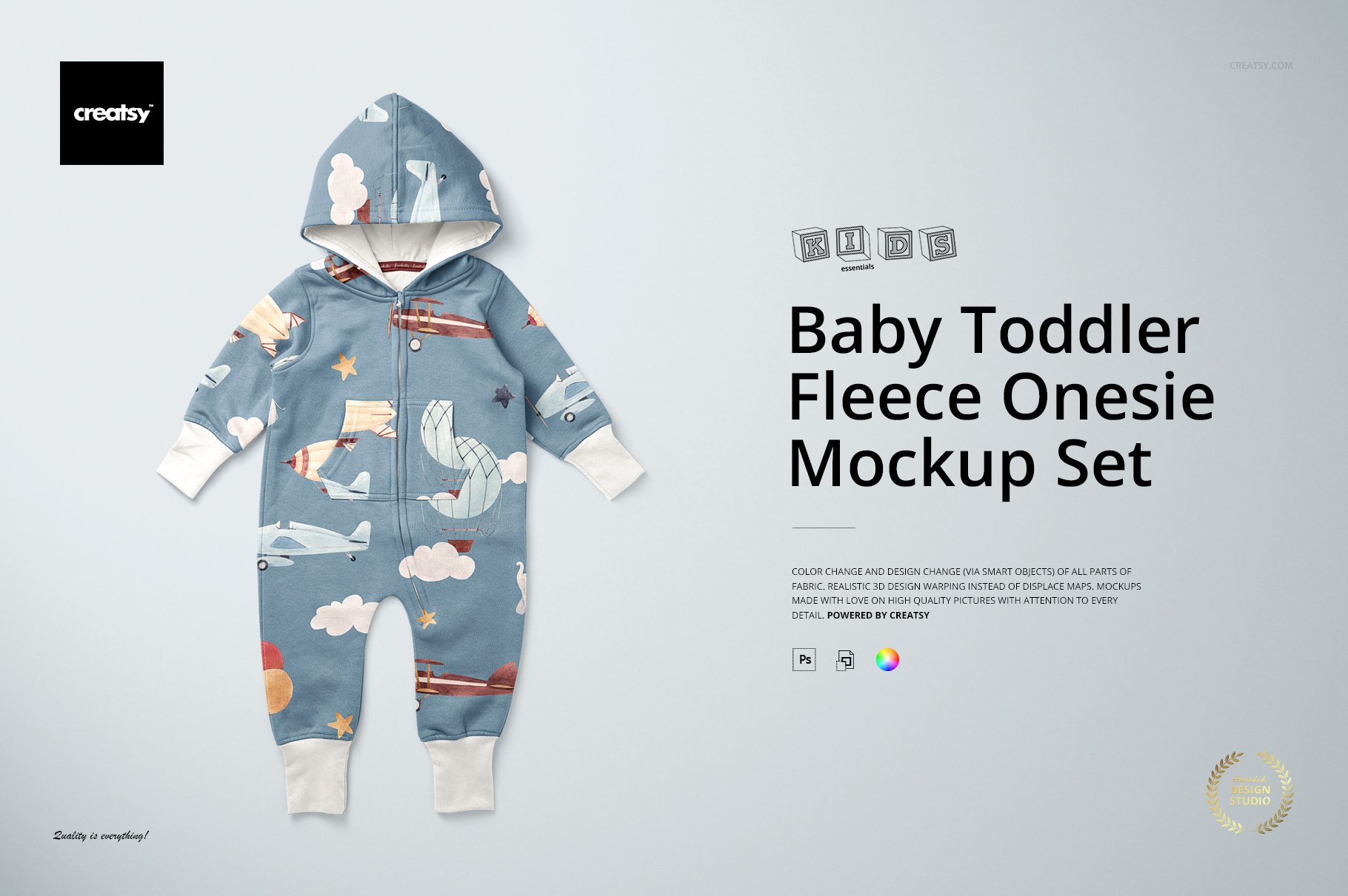 Baby Toddler Fleece Onesie Mockups cover image.