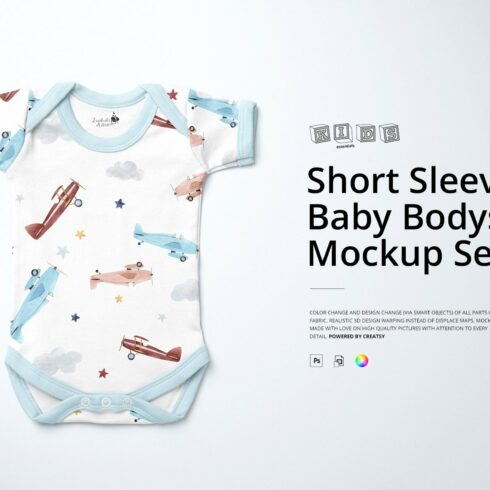 Baby Short Sleeve Bodysuit Mockup cover image.