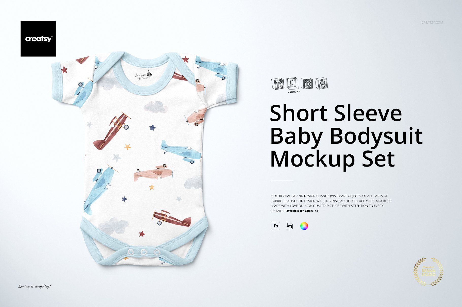 Baby Short Sleeve Bodysuit Mockup cover image.