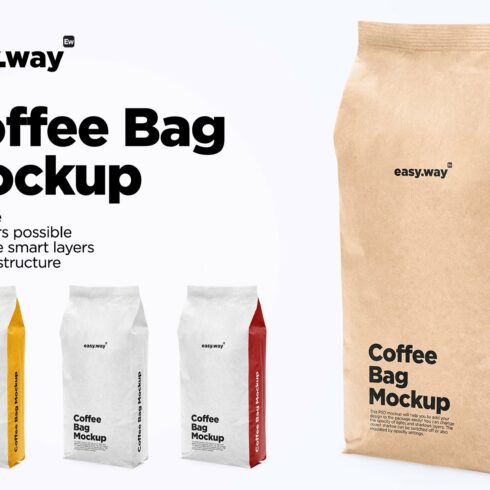 Paper Coffee Bag PSD Mockup cover image.