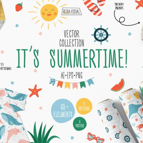 Summer vector clipart & pattern cover image.