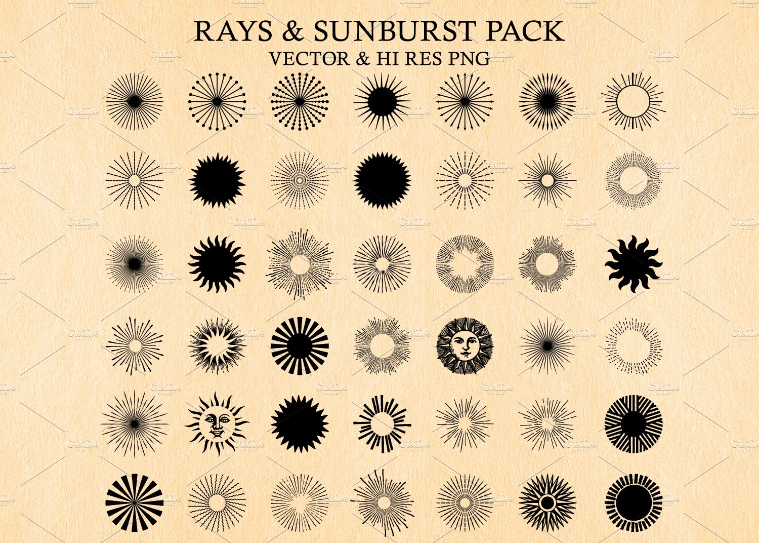 Light Rays & Sunburst Vector Pack cover image.