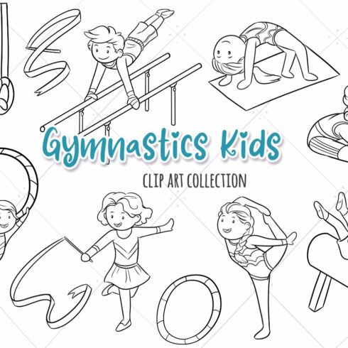 Gymnastics Kids Digital Stamps cover image.