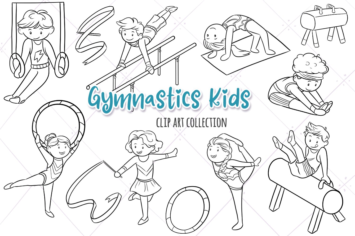 Gymnastics Kids Digital Stamps cover image.