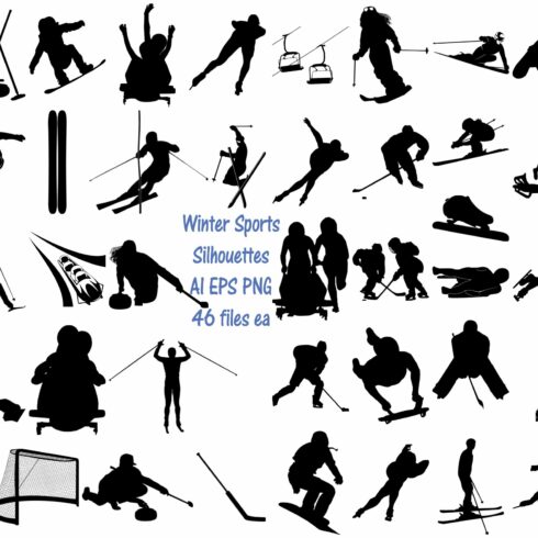 Winter Sports AI EPS PNG Ski, Skate cover image.