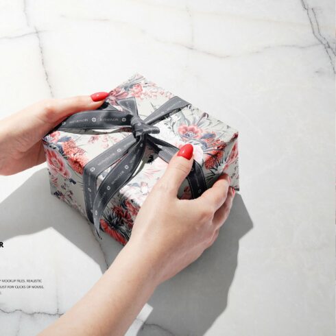 Gift Box Wrapping Paper Mockup Set cover image.