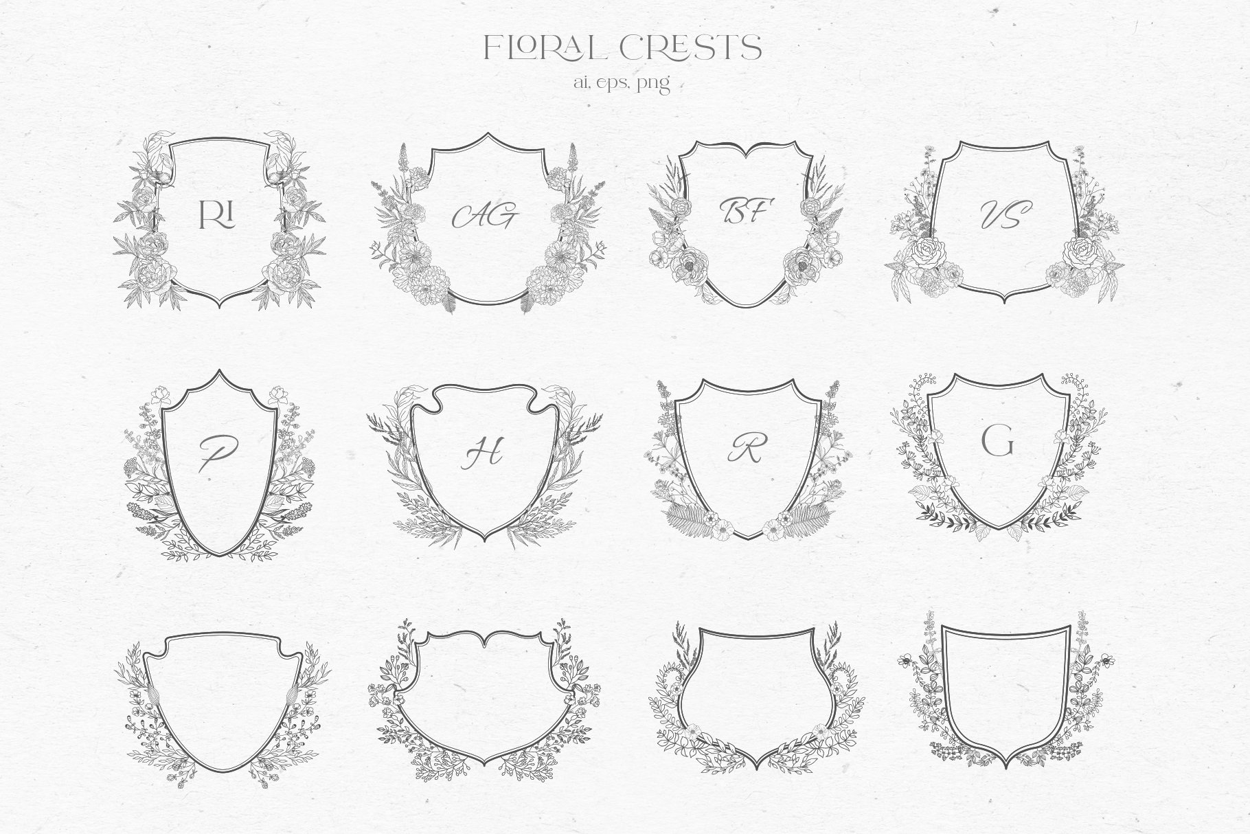 Floral Crests for Wedding & Monogram preview image.