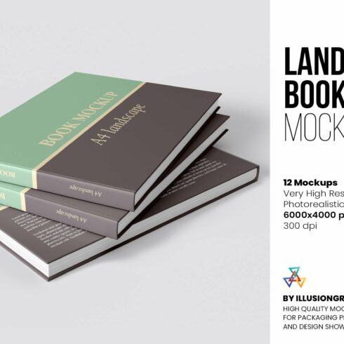 Landscape Book Mockup - 12 views cover image.