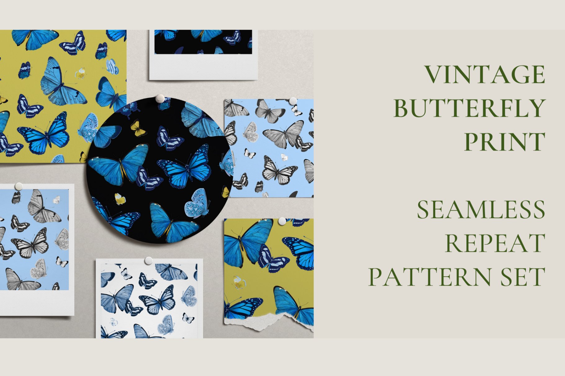 Vintage Butterfly Seamless Patterns preview image.