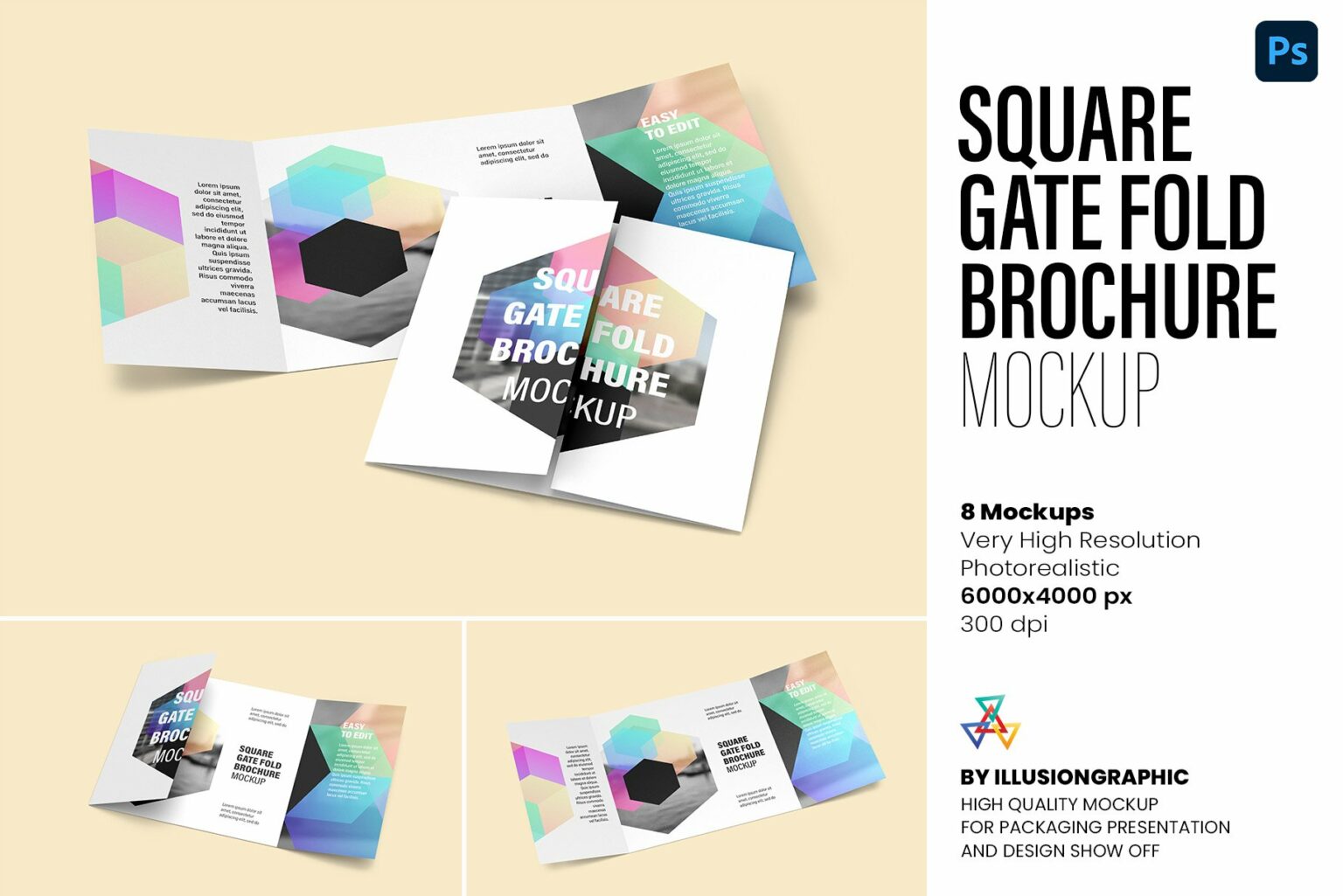 Square Gate Fold Brochure Mockup – MasterBundles