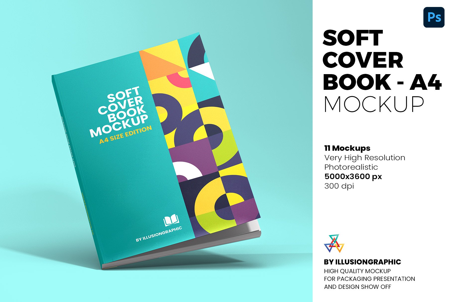 Soft Cover Book Mockup - A4 cover image.