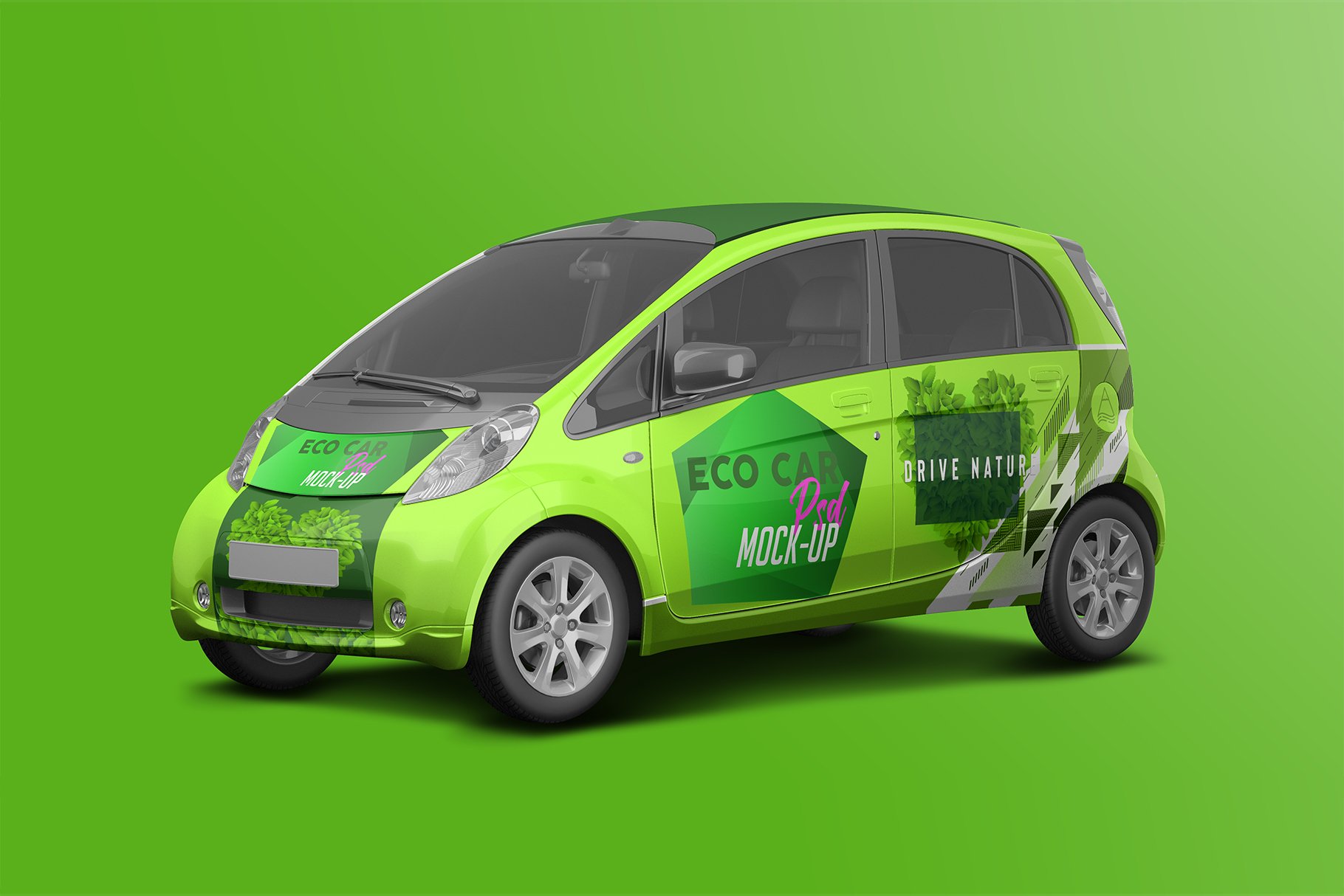 Realistic Electric Car PSD Mockup preview image.