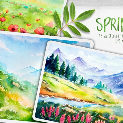 Spring Landscapes. Watercolor. cover image.