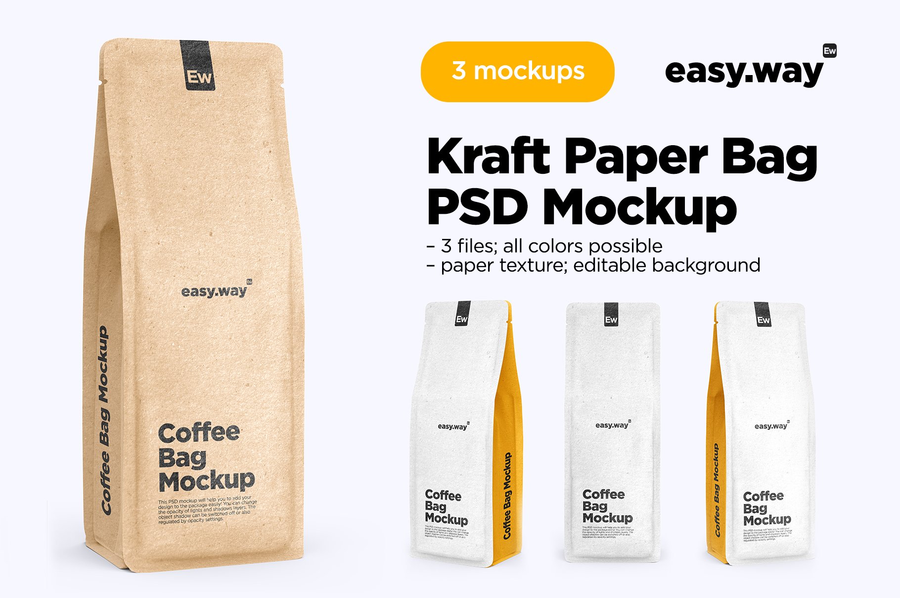 Kraft Paper Coffee Bag Mockups Set cover image.