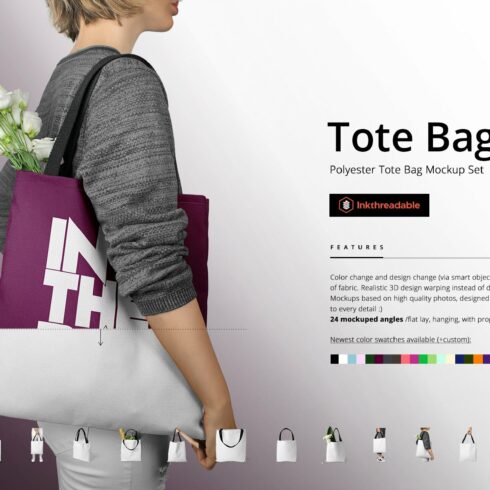 Polyester Tote Bag Mockup Set cover image.