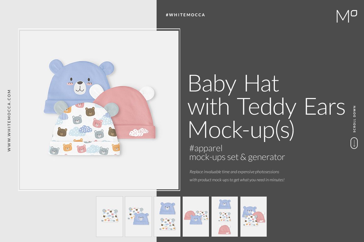 Baby Hat with Teddy Ears Mock-ups preview image.